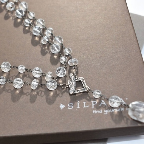 Silpada Sterling Silver Glass Bead Nugget Toggle Necklace 35” long - Picture 10 of 12